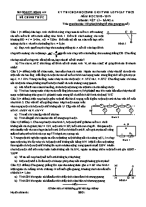 Đề thi chọn học sinh giỏi tỉnh môn Vật lý Lớp 9 THCS - Bảng A - Năm học 2018-2019 - Sở giáo dục và đào tạo Nghệ An (Có đáp án)